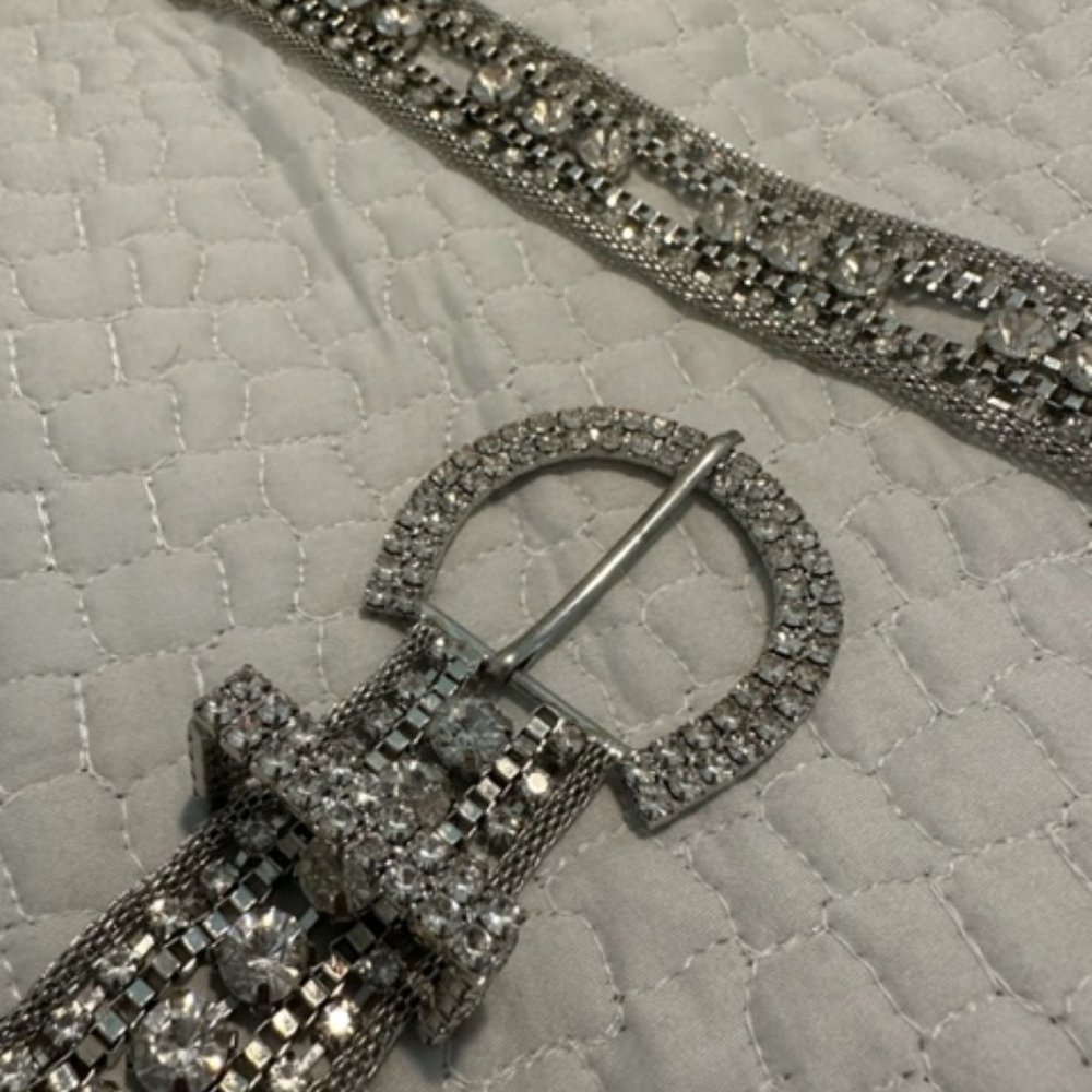 Belt , Silver with Rhinestones - Picture 2 of 3